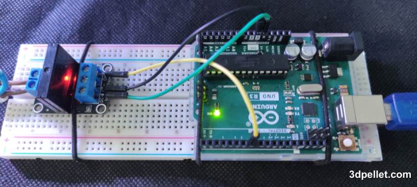 Connection of a Solid State Relay (SSR) with Arduino.