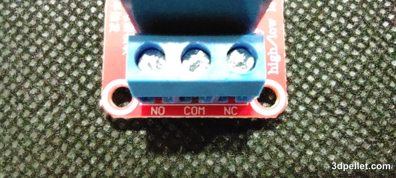 Relay connection pins to the power circuit. Normally Open or Normally Closed.