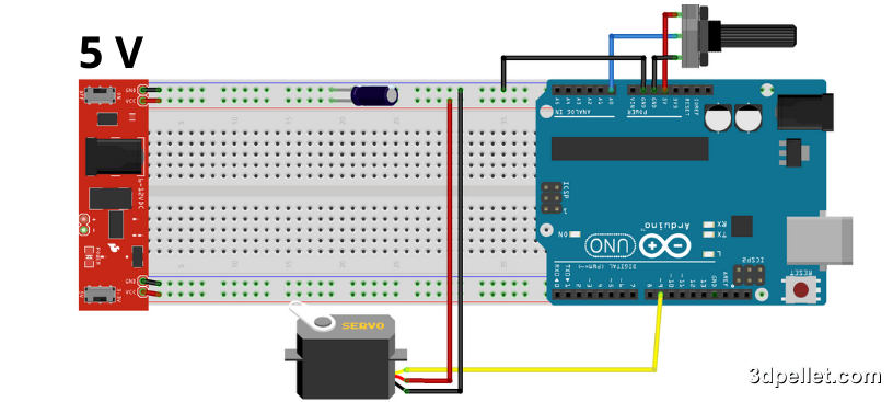 Connection of a Servo Motor to Arduino.