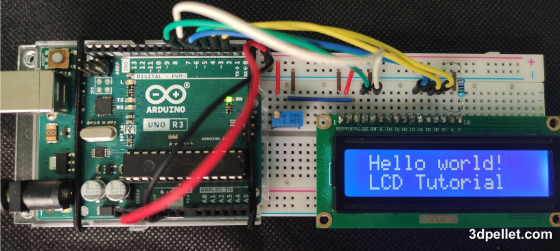 Cableado para utilizar el LCD 1602 con Arduino.