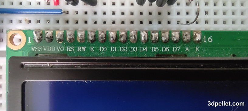 Pines de LCD 1602.