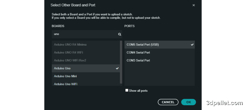 Checking correct connection of Generic Arduino in the Arduino IDE