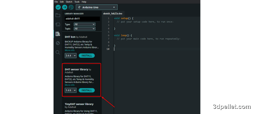 Instalación de librería DHT sensor library con Arduino IDE.