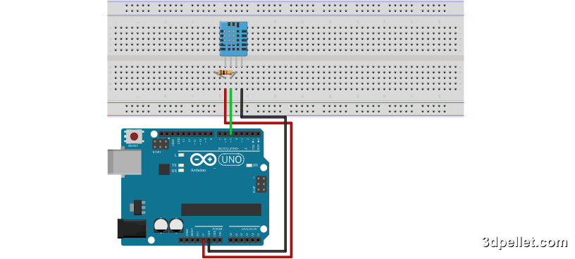 Assembly of a DHT11 sensor with Arduino.