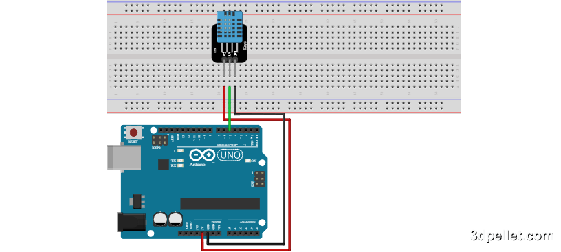 Mounting a DHT11 sensor on a PCB with Arduino.