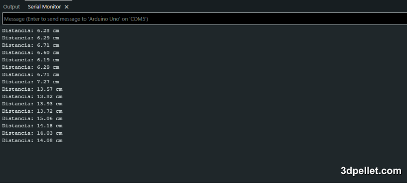 Lectura de distancia del HC-SR04 en el monitor serie de Arduino.