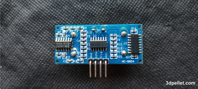 Back view of the HC-SR04 sensor pins.