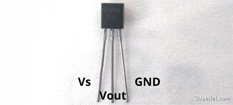 Pines del sensor de temperatura LM35.